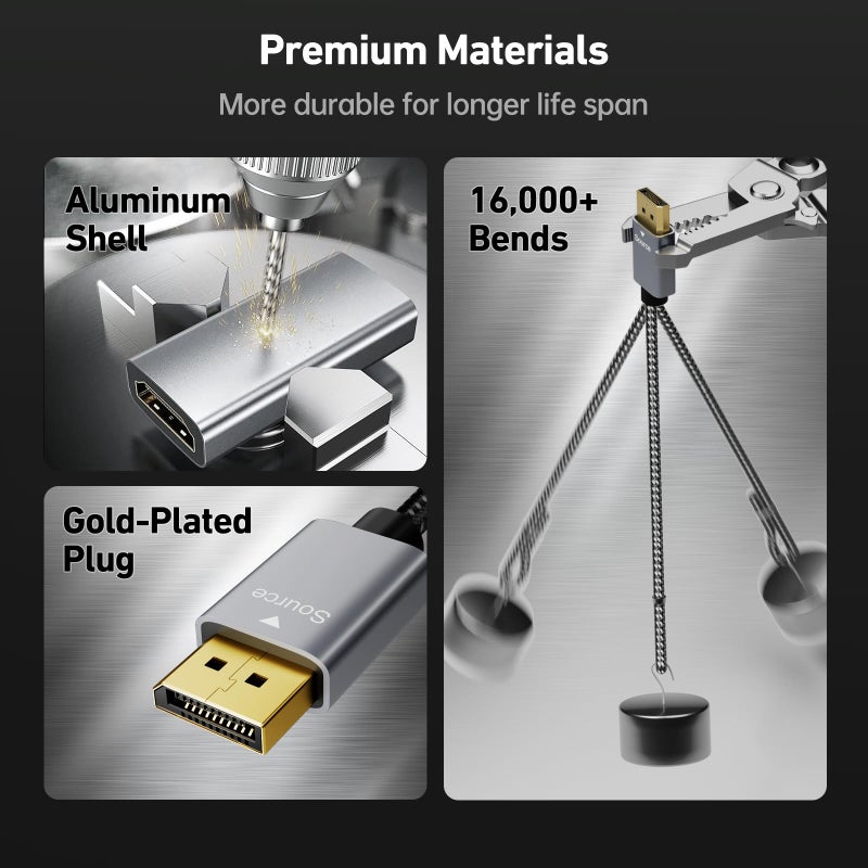 BENFEI 4K DisplayPort to HDMI Adapter Cable, (2K 60Hz, 1080p 120Hz) Uni-Directional Display Port to HDMI Monitor Converter Compatible for HP, Dell, GPU, AMD, NVIDIA, More. Male to Female - Image 4